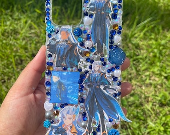 Blaue Anime Rollenspiel Charakter Handyhülle | Handmade (3D JUNK / BLING CASE) für Samsung / iPhone / Google Pixel / Andere