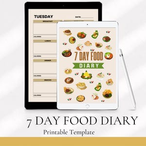 7-Day Food Diary | Nutrition Tracker | Weekly Food Journal | Meal Planning Template | Health & Wellness Planner | Digital Download