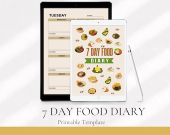 Journal alimentaire de 7 jours : suivi de la nutrition et de la planification des repas (téléchargement numérique)