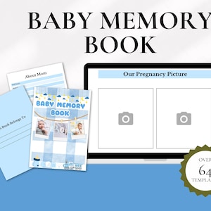 Libro de recuerdos para bebés / Diario de hitos del bebé / Recuerdo para recién nacidos / Álbum de recortes para bebés / Libro del primer año del bebé / Regalo para baby shower