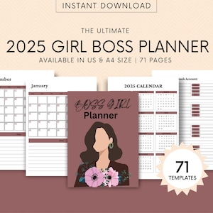 2025 Girl Boss Planner – Daily Weekly Monthly Productivity Planner – Goal Setting, Budget Tracker & Self-Care Journal – Motivational Planner