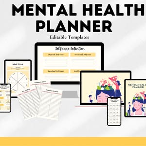 Mental Health Planner Printable | Self-Care Journal | Mindfulness Workbook | Wellness Tracker | Mood Chart | Therapy Worksheet