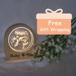 Custom Ultrasound Night Light with Photo Gift for Newborn, Custom Baby Photo Night Lamp Baby Gift, 3D Crystal Night Lamp New Mom Gift