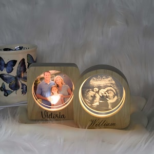 Personalized Photo Night Light with Engraved Name, Custom Name Night Lamp with Ultrasound/Baby Photo, 3D Night Light for Father&#39;s Day Gift