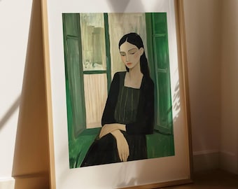 Elegant Woman Portrait – Abstract Figurative Wall Art | Modern Feminine Print | Digital Download