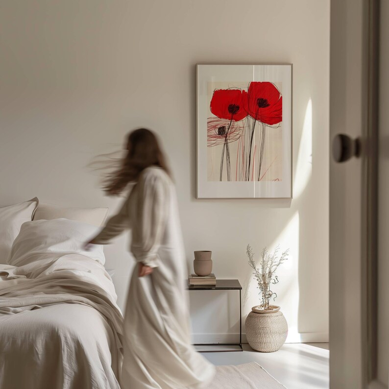 Abstract Poppy Flowers – Modern Floral Wall Art | Bold Red Botanical ...
