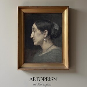 Vintage Woman Profile Portrait | 19th Century Oil Painting Style | Old Master Female Wall Art | Printable Digital Download Artwork