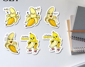 Funny Banana Stickers or Magnet Set | Punny Decals