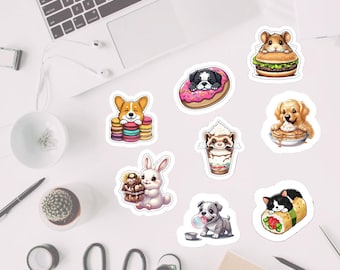 Cute Animal Food Sticker | Vinyl Animal Sticker | Buy Individually or as a Pack