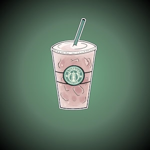 Sticker café glacé Starbucks personnalisé | Vinyle imperméable brillant scintillant | Mini ou grande taille