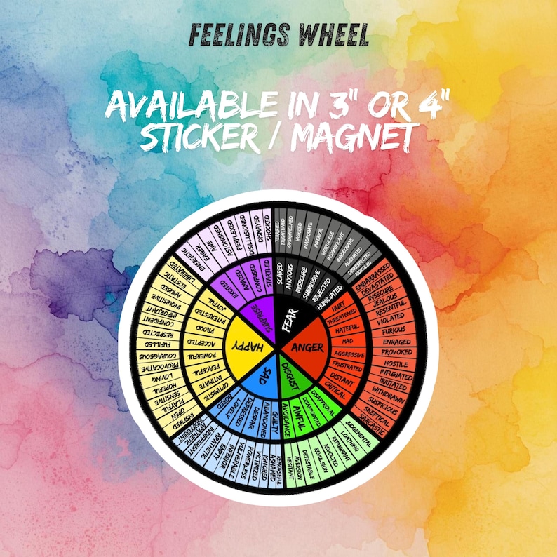 Feelings Wheel Sticker or Magnet | Emotional Regulation Therapy Tool - Etsy