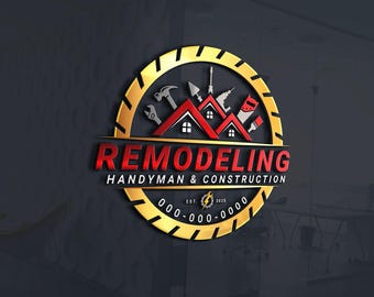 Custom Construction Logo Design, Handyman, Home Services