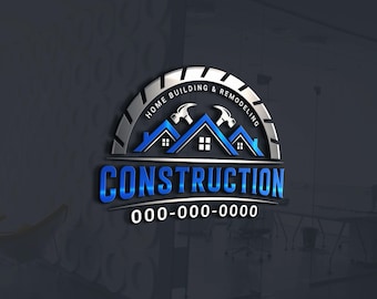 Custom Construction Logo | Contractor Logo Design | Builder Logo | Modern Company Branding | Handyman Logo | Home Remodeling Logo, Repair