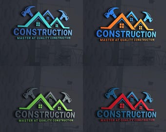 Modern Construction Logo Design,  Handyman Logo, Custom Business Brand Identity