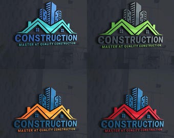 Modern Construction Company Logo Design: Premade Business Branding