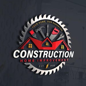 Custom Construction & Handyman Logo, Home improvement logo, house repair logo, Remodelling Renovation Logo, Roofing landscape Tools Logo