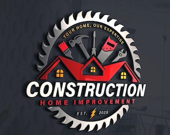 Custom Construction & Handyman Logo, Home improvement logo, house repair logo, Remodelling Renovation Logo, Roofing landscape Tools Logo