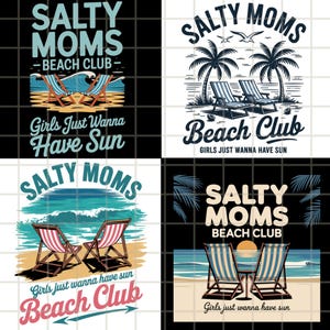 Retro Salty Moms Beach Club Png, Funny Sarcastic Mama Png, Trendy Summer Vibes Png, Aesthetic Beach Shirt Design Png, Retro Beach Girl Png