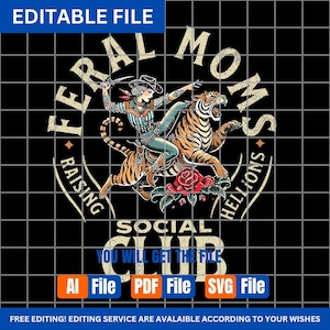 Club social des mamans sauvages SVG | Fichier de coupe Mom Life, téléchargement numérique, téléchargement immédiat, SVG amusant et créatif pour les artisans