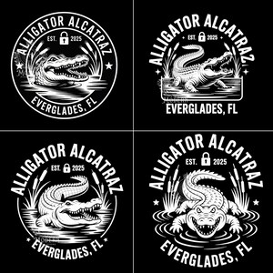Bundle de téléchargement numérique Alligator Alcatraz Png Svg Everglades FL PNG 300 DPI | Insigne animalier rétro à téléchargement immédiat, clipart reptile des marais à téléchargement immédiat