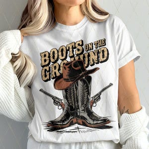 Boots On the Ground PNG Line Dance Southern Soul Blues RnB Workout Cowboy Boots Pink Cowgirl Boots PNG Sublimation Halftoned 300 DPI