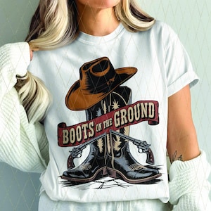 Boots On the Ground PNG Svg Line Dance Southern Soul Blues RnB Workout Cowboy Boots Pink Cowgirl Boots PNG Sublimation Halftoned 300 DPI