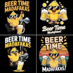 Coole Bierzeit Madafakas Lustiges Küken PNG | Digitaler Download | Cooles Huhn Trinkt Bier | Party Design für T-shirts, Tassen und mehr