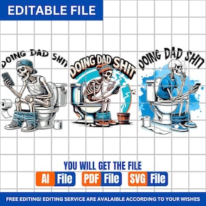 Doing Dad Shit png, SVG grappig skelet toilet sublimatie ontwerp, trendy Vaderdag T-shirt mok retro png-ontwerp, digitale download