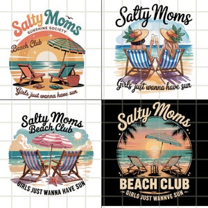 Retro Salty Moms Beach Club Png, Retro Beach Girl Png, Funny Sarcastic Mama Png, Trendy Summer Vibes Png, Aesthetic Beach Shirt Design Png