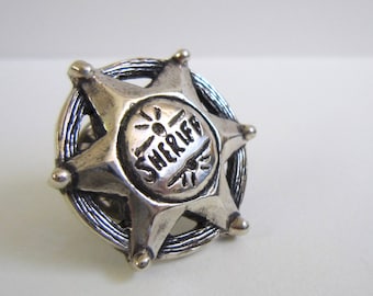 Sheriff badge / Sheriff Star / Casual Chic pin/ Sterling Silver Pin / Unique Silver Jewelry / Gift ideas for him / fun jewelry