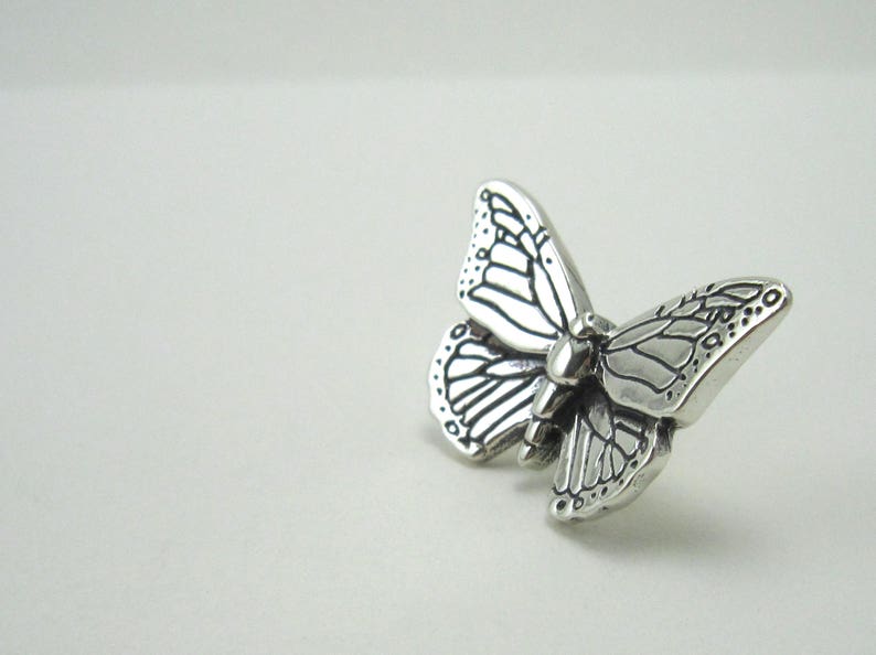 Silver Butterfly pin / Monarch Butterfly jewelry / Custom Lapel Pins / Nature Jewelry / Gardener's Gift / Handcrafted Jewelry image 6