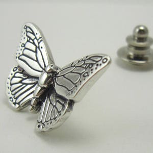 Silver Butterfly pin / Monarch Butterfly jewelry / Custom Lapel Pins / Nature Jewelry / Gardener's Gift / Handcrafted Jewelry image 2