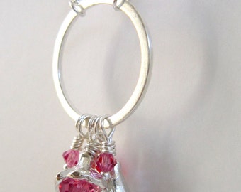 Flower Bud Necklace, sterling silver, swarovski crystals