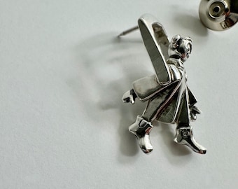 Gerry the Bear Lapel Pin: Handcrafted Sterling Silver Fidget Jewelry