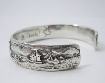 Landscape  Jewellery / Silver Cuff Bracelet / Handmade Canada Jewellery / Oh Canada / Hand carved Jewelry / Handcrafted Jewelry