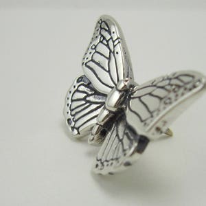 Silver Butterfly pin / Monarch Butterfly jewelry / Custom Lapel Pins / Nature Jewelry / Gardener's Gift / Handcrafted Jewelry image 4