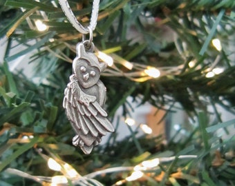 Wise Owl Ornament/ Silver Owl / Owl ornament  / Handcrafted Jewelry