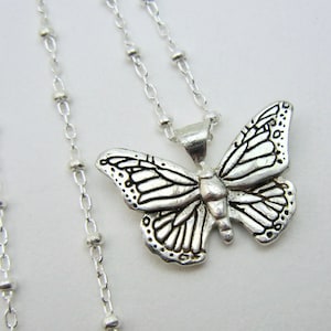 Handmade Sterling Silver Monarch Butterfly Pendant: Nature-Inspired Gift