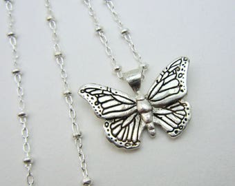 Butterfly pendant / Silver Butterfly jewelry / Natural Jewelry / summer gift / Monarch Butterfly