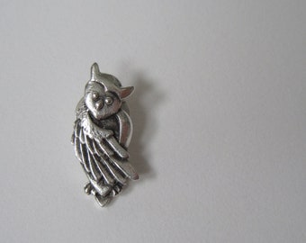 Handcrafted Sterling Silver Owl Pin: Unisex Lapel Pin