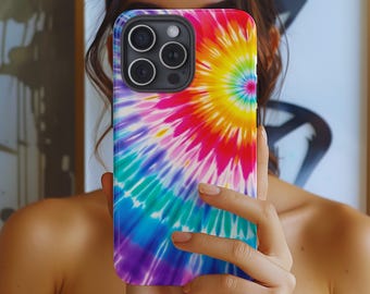 Tie Dye Phone Case MagSafe Rainbow Burst Tough Magnetic iPhone 17 Pro Max Case