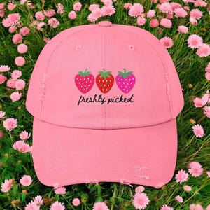 Freshly Picked Strawberry Hat, Strawberry Core Aesthetic, Strawberries, Strawberry Festival, Strawberry Hat for Summer, Pink Hat for Her