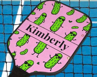 Personalized Pickleball Paddle: Funny Dancing Pickles Humorous Single Paddle or Set of Two