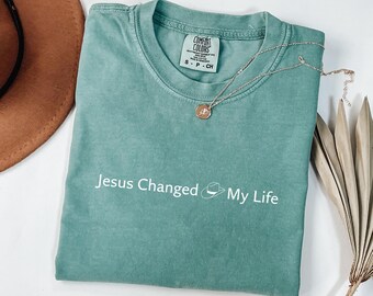 Western Christian Comfort Colors Shirt, Jesus Changed My Life Tshirt, Christian Western Minimalist Shirt, Minimalist Faith Based Gift