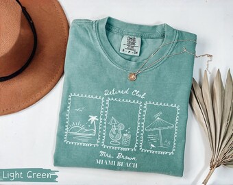 Personalized Teacher Retirement Shirt Comfort Colors, Retired Club Miami Beach Tee, Summer Retired Gift, Funny Teacher T-Shirt, School's Out