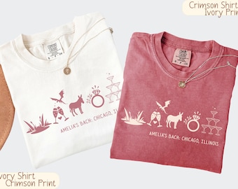 T-shirt « Dernière virée dans les marais » pour enterrement de vie de jeune fille, T-shirt personnalisé pour l'équipe de la future mariée, Couleurs confortables pour un voyage entre filles, Cadeau personnalisé pour demoiselles d'honneur pour une soirée à thème