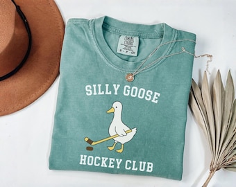 Comfort Colors® Silly Goose Hockey Shirt, Funny Goose Tee, Game Day Mom Gift, Ice Player Shirt, Sports Lover Top, Hockey Lover Tee