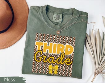 Personalized Third Grade Teacher Shirt, Matching 3rd Grade Back to School Tee, Animal Print Stripe Bow Coquette Team Custom First Day School