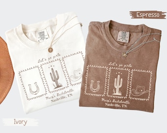 Chemise de célibataire western personnalisée, t-shirt Cowgirl Last Rodeo personnalisé, cadeau Comfort Colors® country Bridal Squad pour un voyage à Nashville, États-Unis