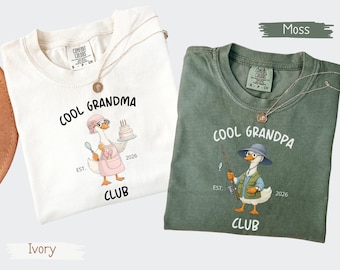 Personalized Cool Grandma And Cool Grandpa Shirt With Year, Silly Goose Club Tee, Matching Grandparents Gift, Pregnancy Announcement